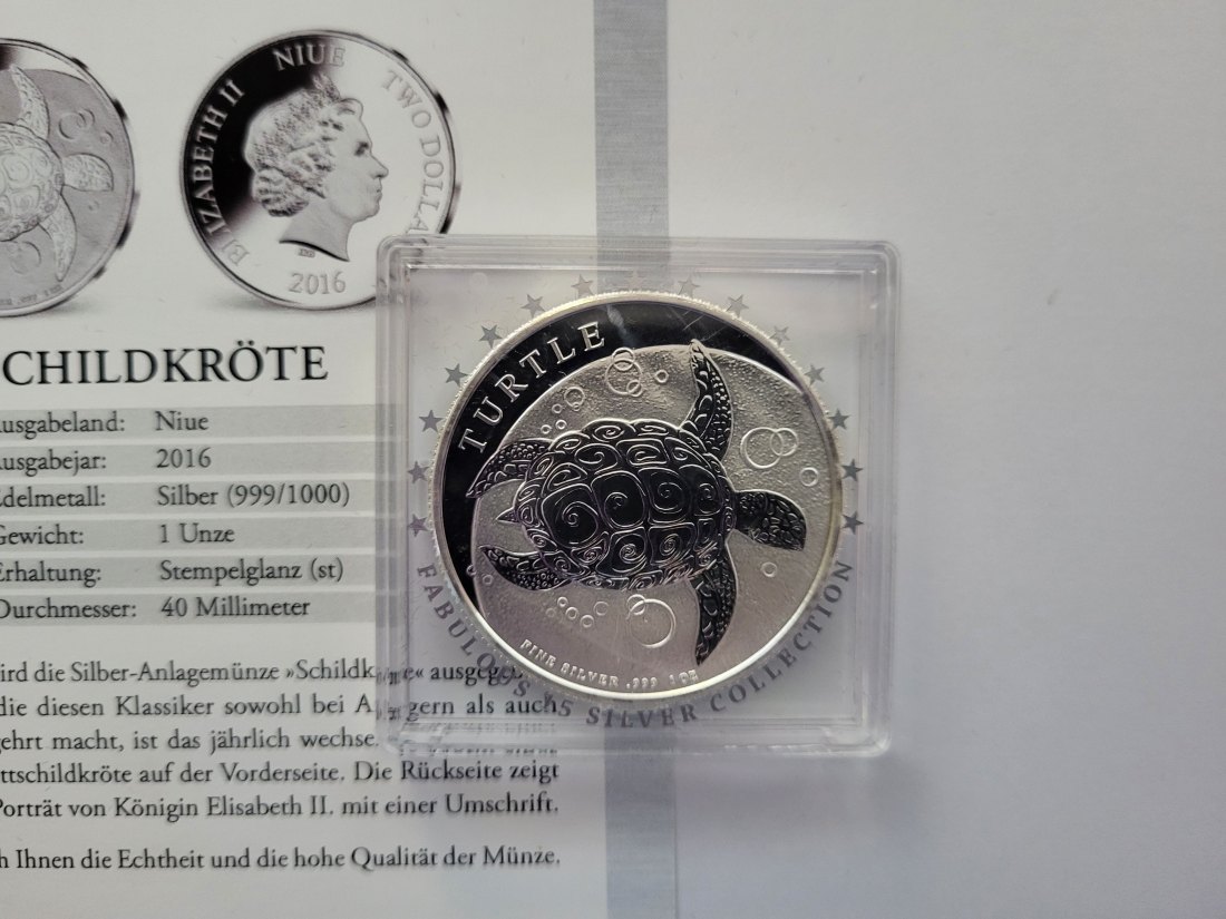  2 Dollars 2016 Schildkröte 1 Oz Die 15 berühmtesten Silbermünzen der Welt Niue Spittalgold9800 (5455   