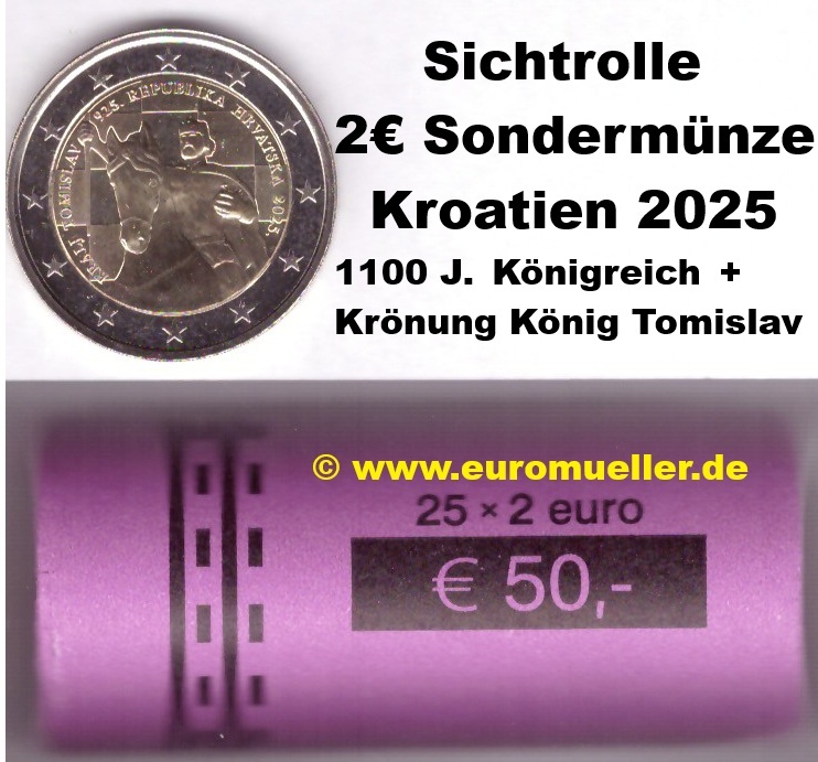 Kroatien Rolle...2 Euro Gedenkmünze 2025...Königreich / Tomislav   