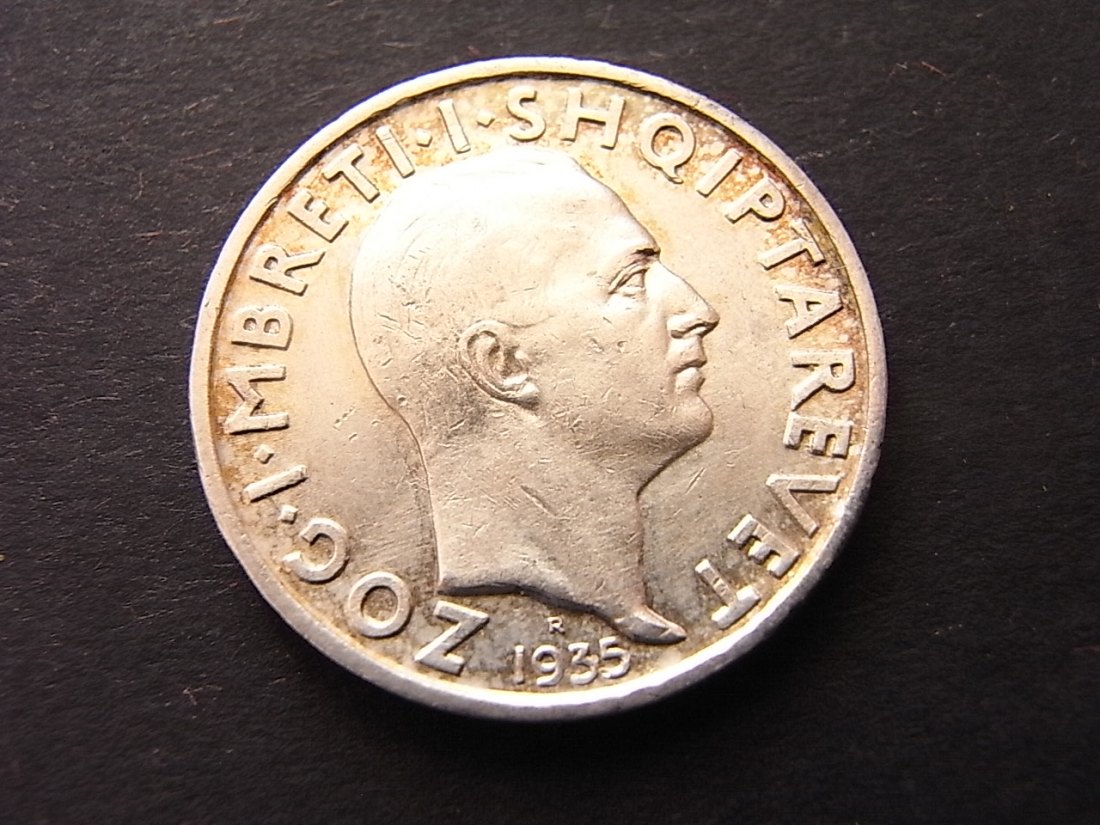  Albanien 1 Frankar 1935 ss/vzgl Silber   