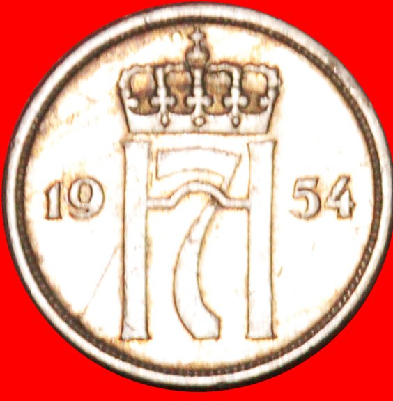 Ⰶ ROSES: NORWAY ★ 10 ORE 1954! HAAKON VII (1905-1957) MINT LUSTRE! ★LOW START ★ NO RESERVE!   