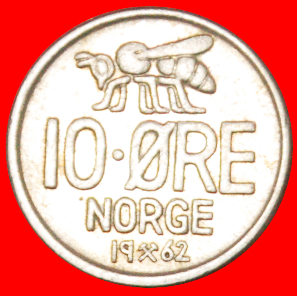 Ⰶ BEE (1958-1973): NORWAY ★ 10 ORE 1962 DIE I! OLAV V (1957-1991)★LOW START ★ NO RESERVE!