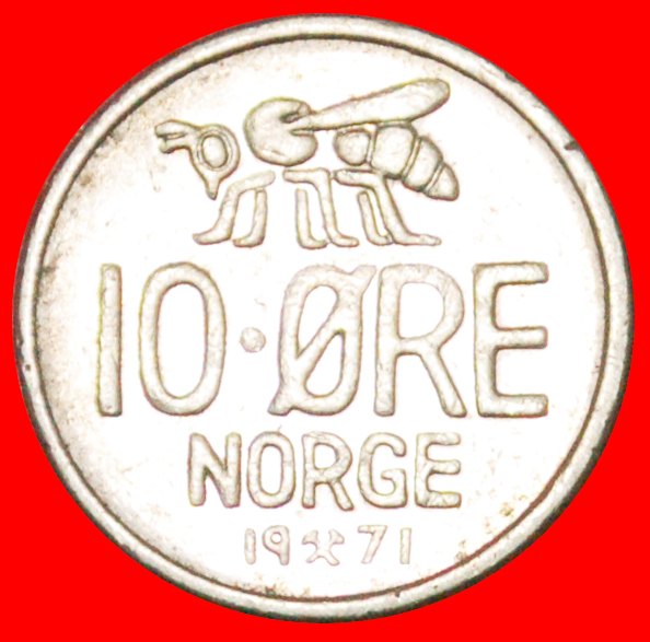 Ⰶ BEE (1958-1973): NORWAY ★ 10 ORE 1971 DIE II! OLAV V (1957-1991)★LOW START ★ NO RESERVE!