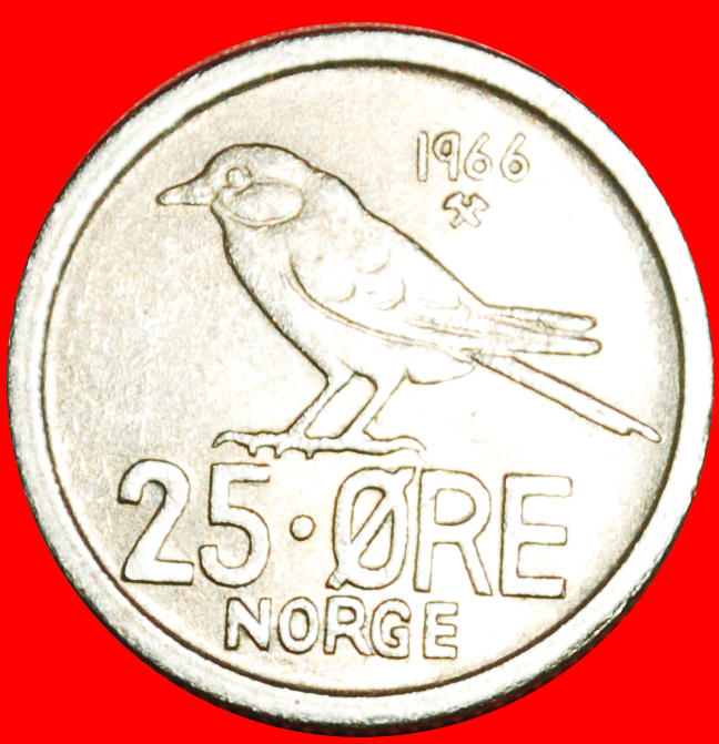 Ⰶ BIRD (1958-1973): NORWAY ★ 25 ORE 1966 DIE I! OLAV V (1957-1991)★LOW START ★ NO RESERVE!