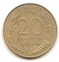  Frankreich 20 Centimes 1981 #238   