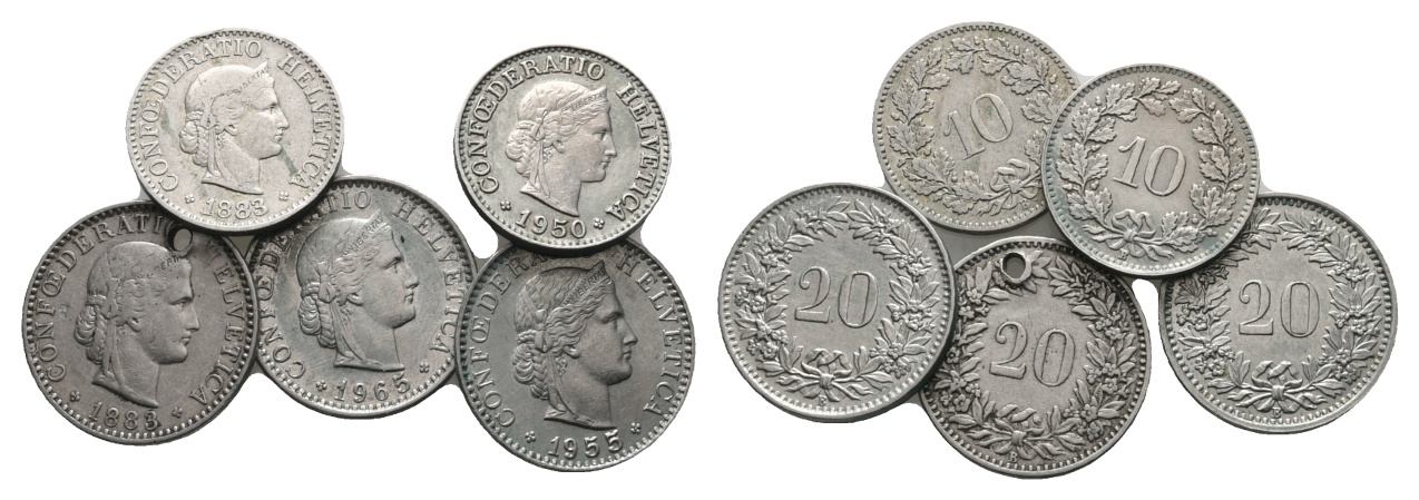  Schweiz, 5 Kleinmünzen   