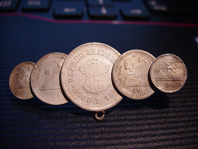 Guatemala Silberspange 1 Real 1875/2 x 1/2 Real/2x 1/4 Real