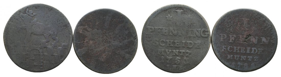  Altdeutschland; 2 Kleinmünzen 1753/1782   