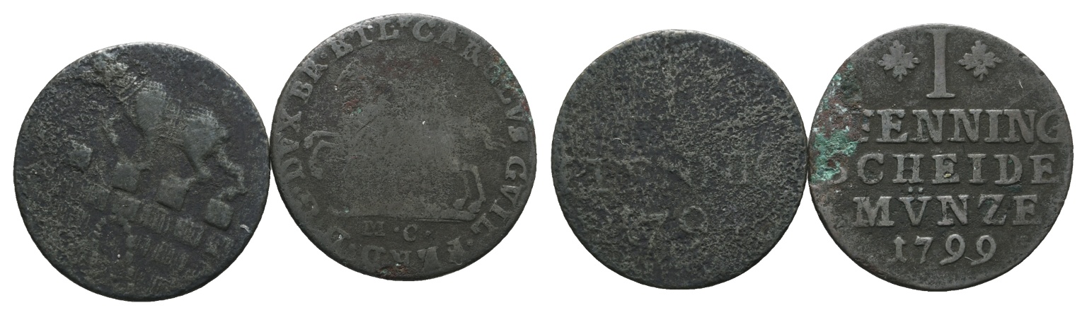  Altdeutschland; 2 Kleinmünzen 1794/1799   