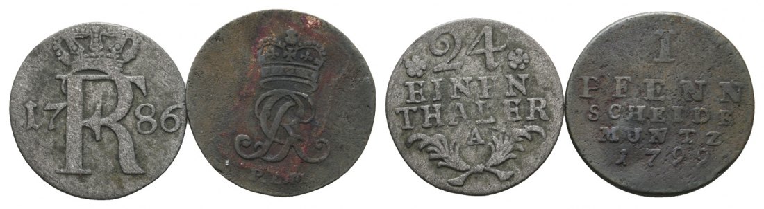  Altdeutschland; 2 Kleinmünzen 1786/1799   
