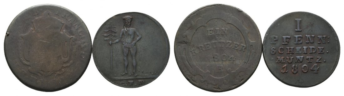  Altdeutschland; 2 Kleinmünzen 1804   