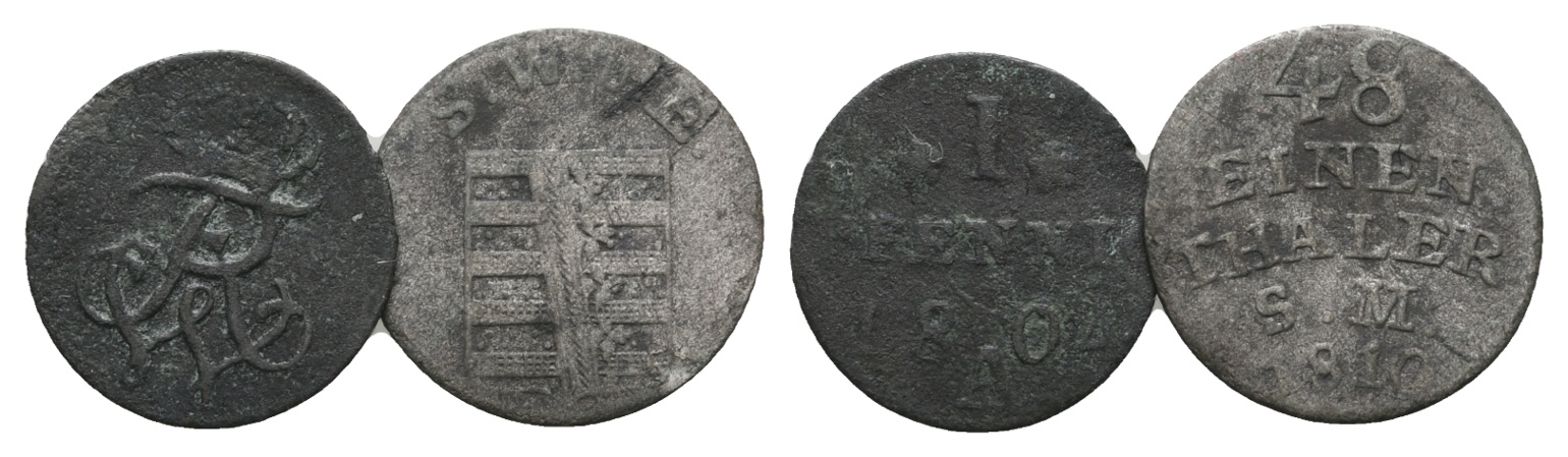 Altdeutschland; 2 Kleinmünzen 1802/1810   