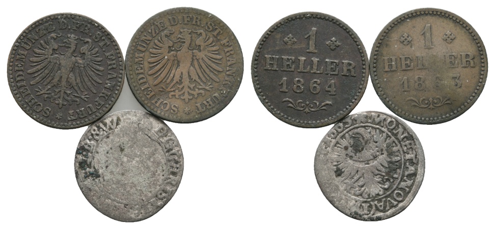  Altdeutschland; 3 Kleinmünzen 1864/1863/????   