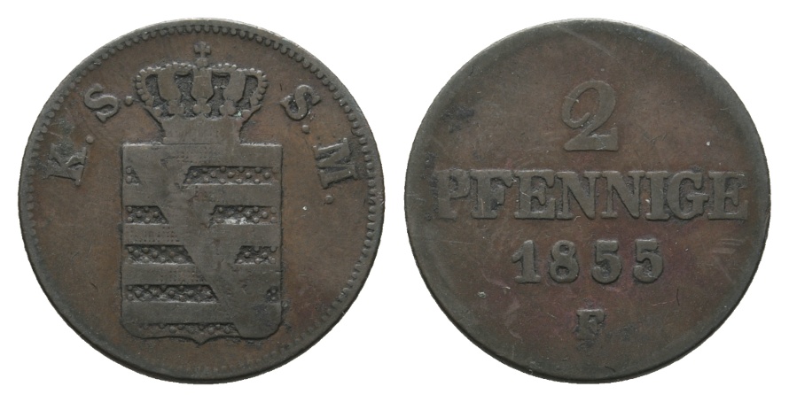  Sachsen; Kleinmünzen 1855   