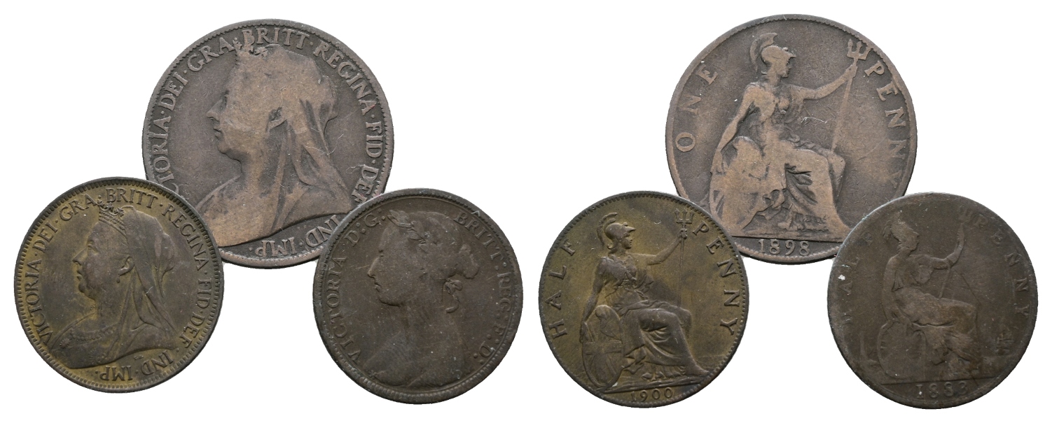 Großbritannien; 3 Kleinmünzen 1900/1898/1888   
