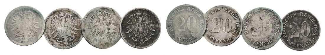  Deutsches Reich; 3 Kleinmünzen 1873/1875/1876   