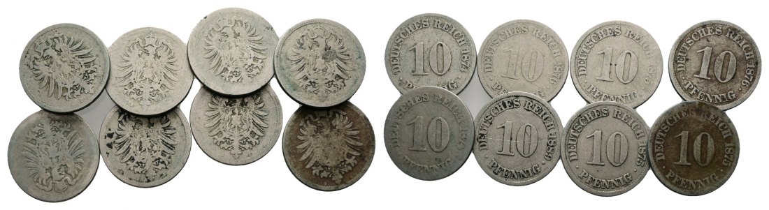  Deutsches Reich; 8 Kleinmünzen   