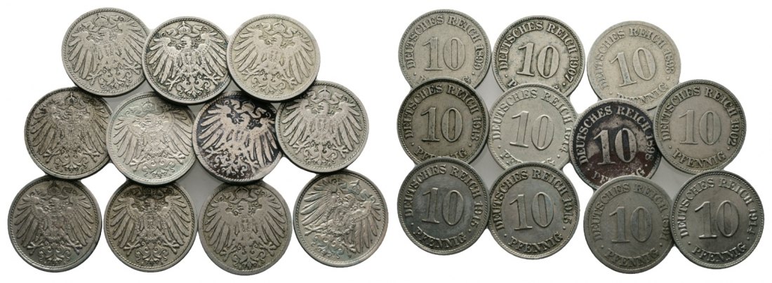  Deutsches Reich; 11 Kleinmünzen   