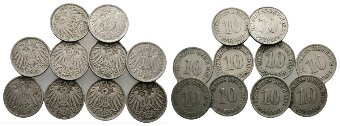  Deutsches Reich; 10 Kleinmünzen   