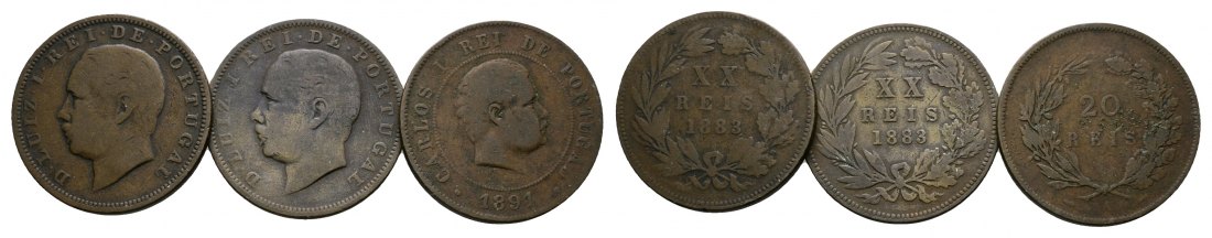  Portugal; 3 Kleinmünzen 1891/1883/1883   
