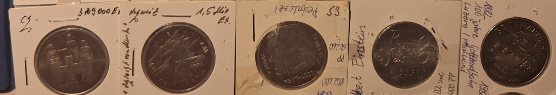  Schweiz 6x5 Sfr 1968 Kursmünze 1974 bis 1982 Gedenkmünzen alle CuNi IV (Münzrahmen)   