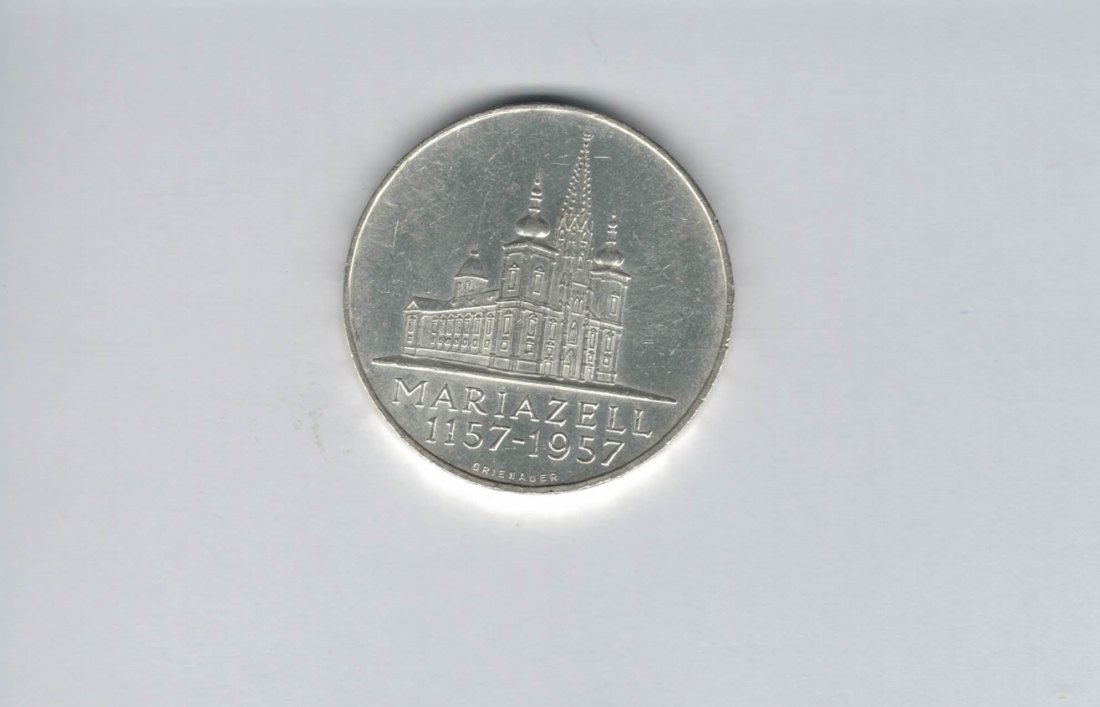  25 Schilling 1957 800 Jahre Mariazell 10,4g fein Ag Gedenkmünze Österreich Spittalgold9800 (04588/3)   