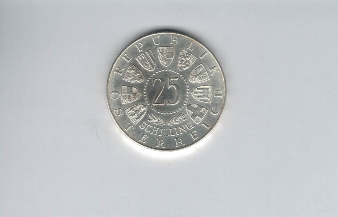  25 Schilling 1957 800 Jahre Mariazell 10,4g fein Ag Gedenkmünze Österreich Spittalgold9800 (04588/3)   