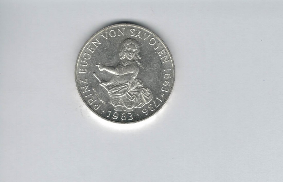  25 Schilling 1963 Prinz Eugen von Savoyen silber 10,4g fein Österreich Spittalgold9800 (04588/9)   