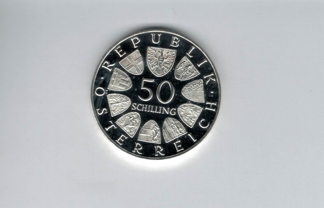  50 Schilling 1970 Karl Renner 2. Republik Ag 18g fein Österreich Spittalgold9800 (04584/10)   