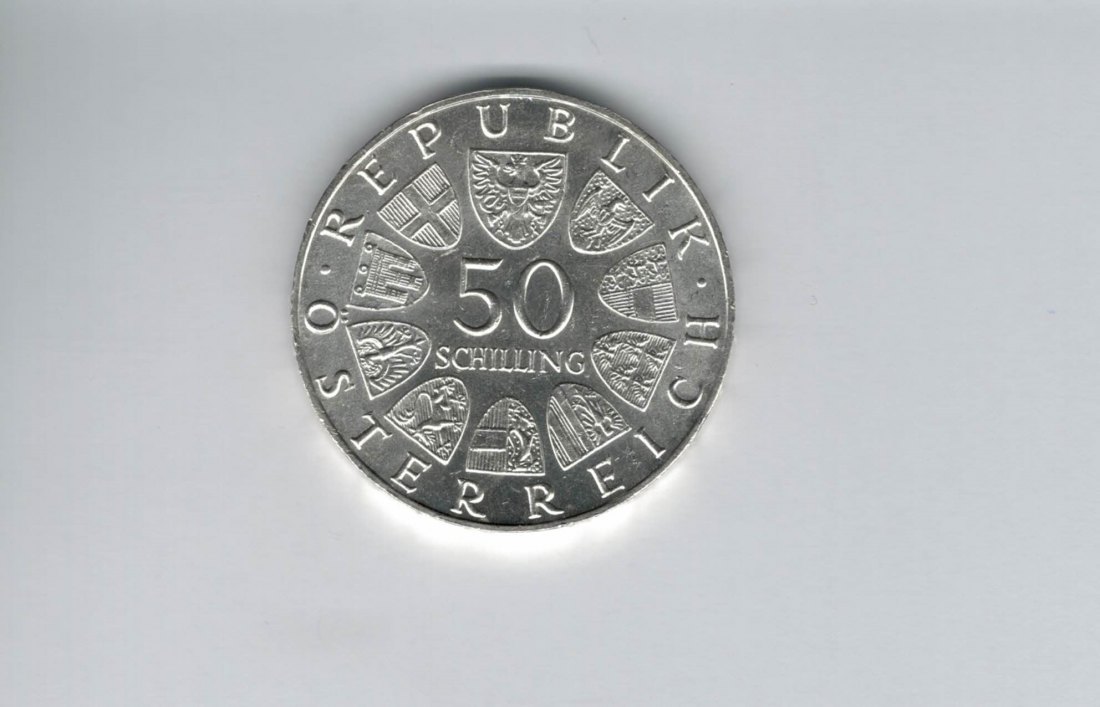 50 Schilling 1971 Julius Raab 2. Republik Ag 18g fein Österreich Spittalgold9800 (4584/11)   