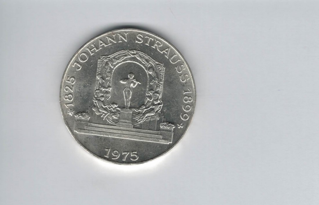  100 Schilling 1975 Johann Strauss silber 15,36g fein Österreich Spittalgold9800 (01914/2)   