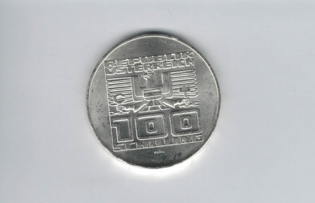  100 Schilling 1975 50 J. Schillingwährung silber 15,36g fein Österreich Spittalgold9800 (01914/4)   