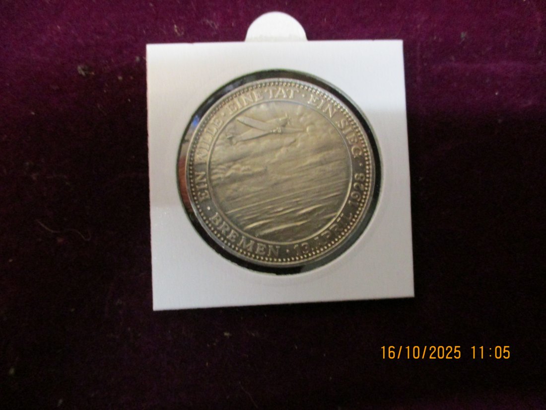  Medaille Fitzmaurice von Hünefeld Kohl 900er Silber Ca: 24 ,28g   