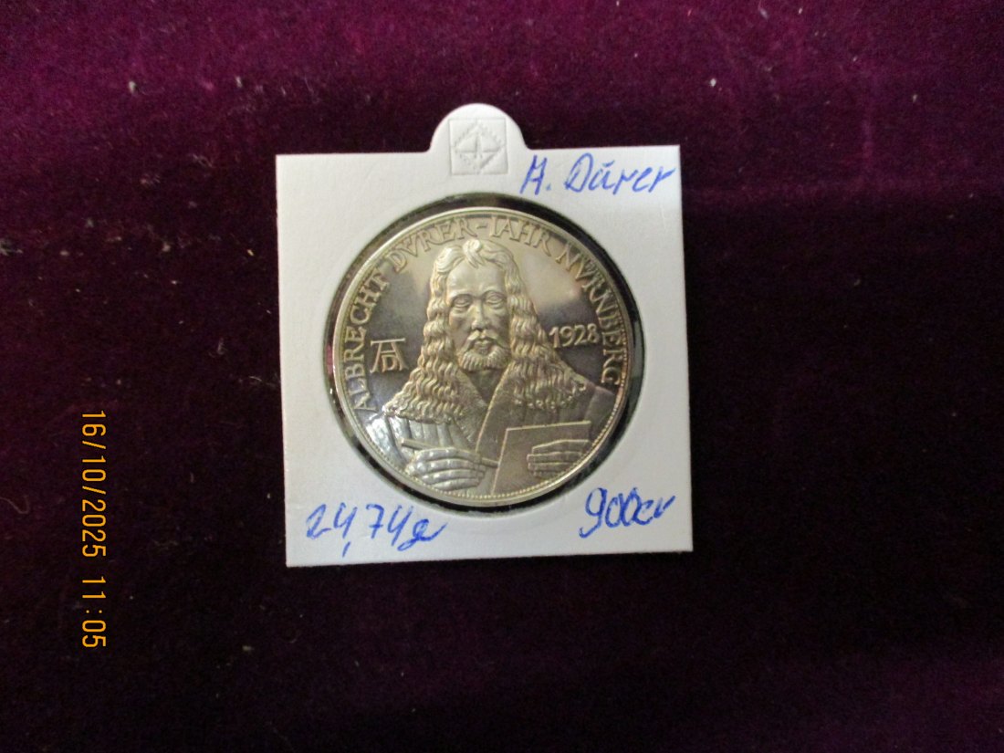  Medaille A. Dürer 900er Silber Ca: 24 ,74g   