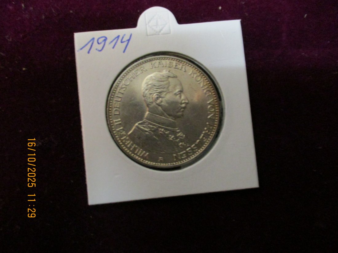  3 Reichsmark 1914 Wilhelm II. Preussen 900er Silber 16,67g   
