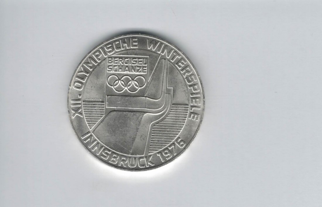  100 Schilling 1976 Berg Isel Schanze Innsbruck Wien Olymp. 15,36g fein Ag Österreich2.Rep (01914/9)   