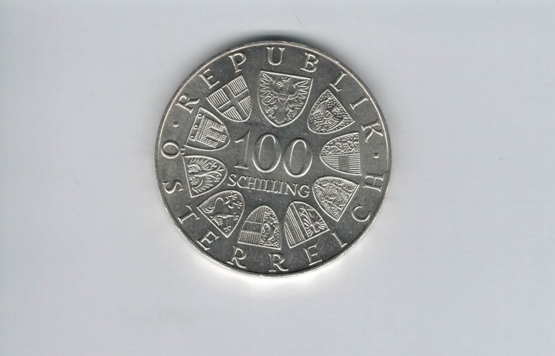  100 Schilling 1977 Stift Kremsmünster 1200 Jahre Tassilokelch Ag 15,36g fein Österreich (01914/14)   