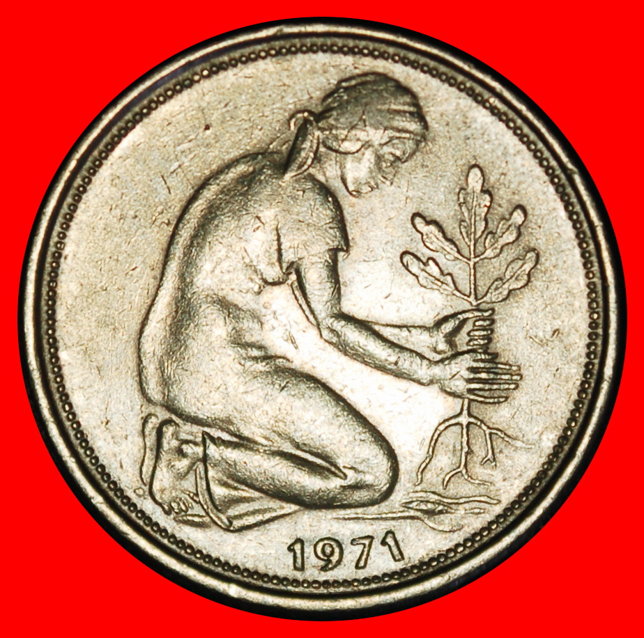  Ⰶ NOT COMMUNIST TYPE (1949-2001): GERMANY★50 PFENNIGS 1971F ERROR! BADEN★LOW START ★ NO RESERVE!   