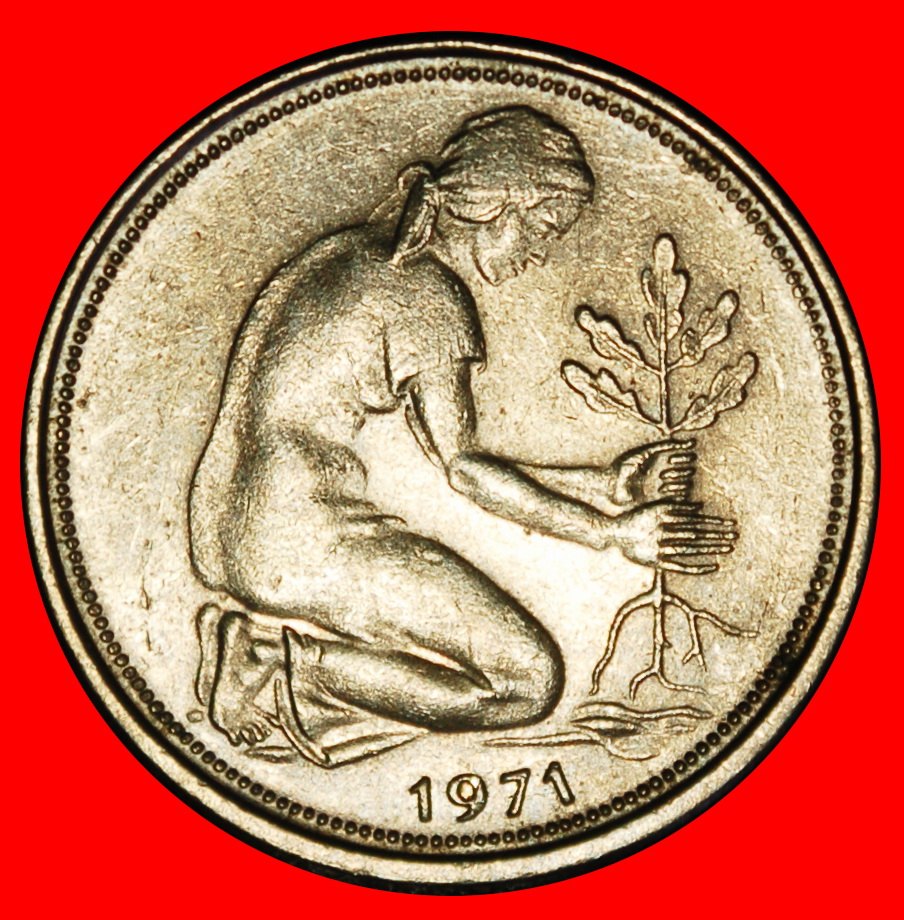 Ⰶ NOT COMMUNIST TYPE (1949-2001): GERMANY★50 PFENNIGS 1971F DISCOVERY! BADEN★LOW START ★ NO RESERVE!