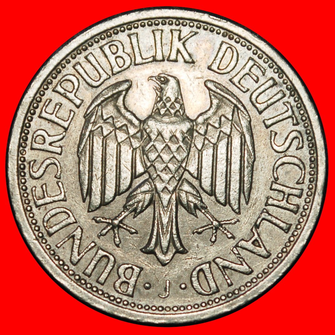 Ⰶ NOT COMMUNIST TYPE (1950-2001): GERMANY ★ 1 MARK 1963J HAMBURG! I A r1! ★LOW START ★ NO RESERVE!