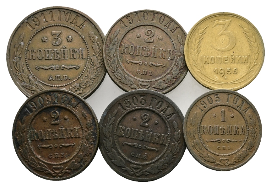  Russland, 6 Kleinmünzen   