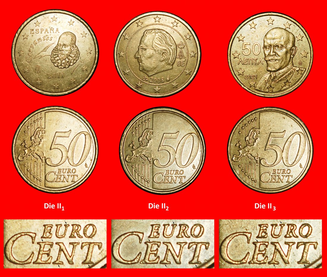  Ⰶ 3 DISCOVERY COINS 2007-2025:EUROPEAN UNION★50 CENTS:SP. 2011; BE,08; GR,21★LOW START ★ NO RESERVE!   