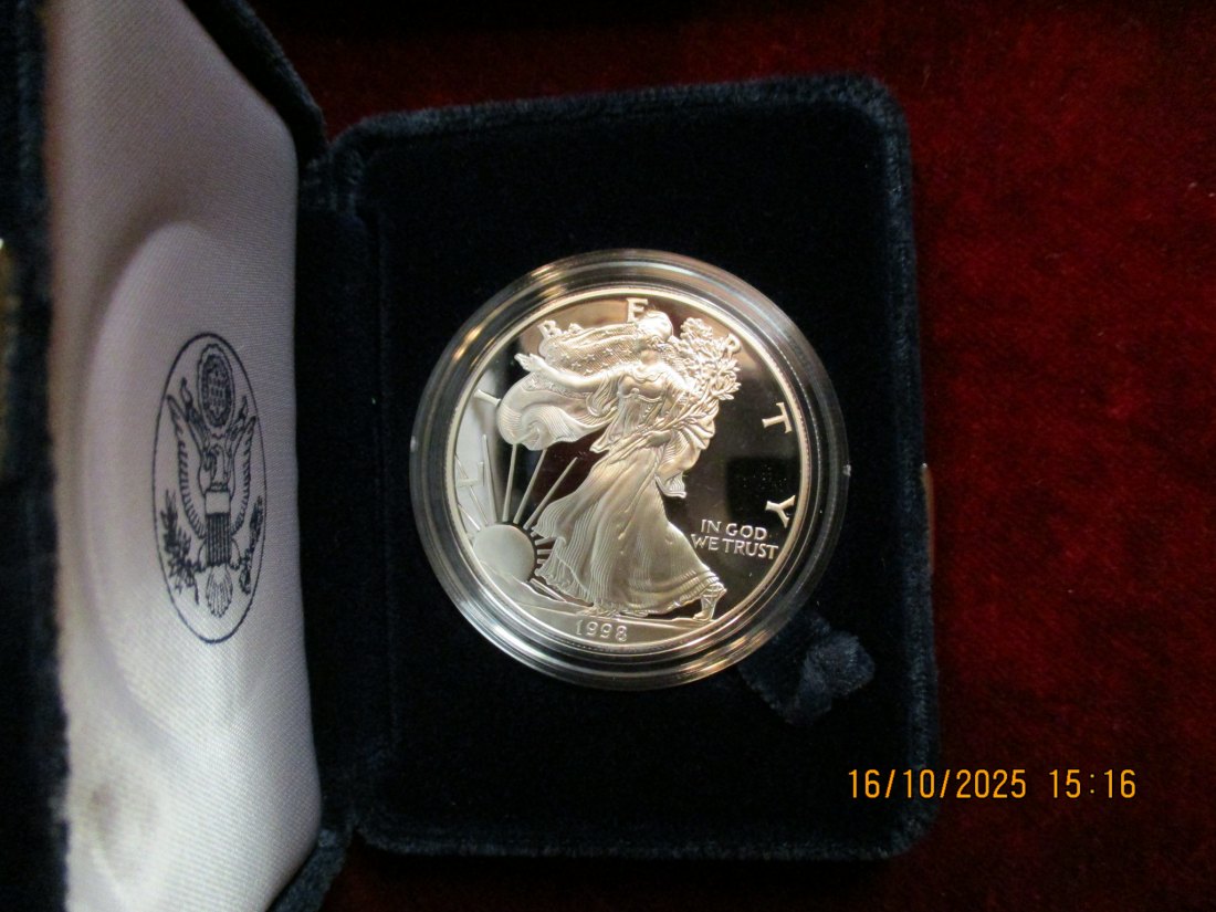  USA 1 Dollar 1998 American Eagle 999er Silber Gewicht: 31,1g   