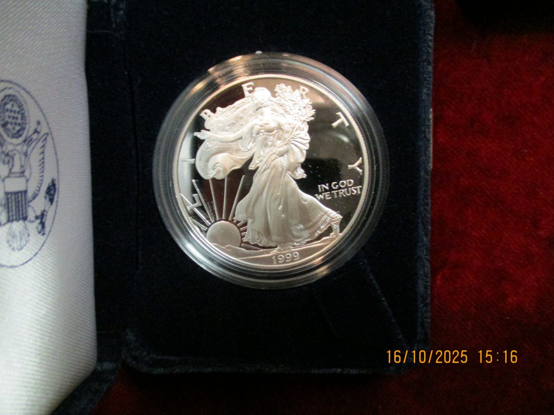  USA 1 Dollar 1999 American Eagle 999er Silber Gewicht: 31,1g   