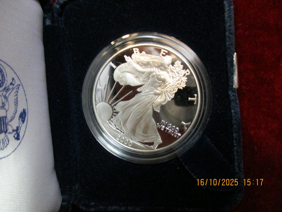  USA 1 Dollar 2000 American Eagle 999er Silber Gewicht: 31,1g   
