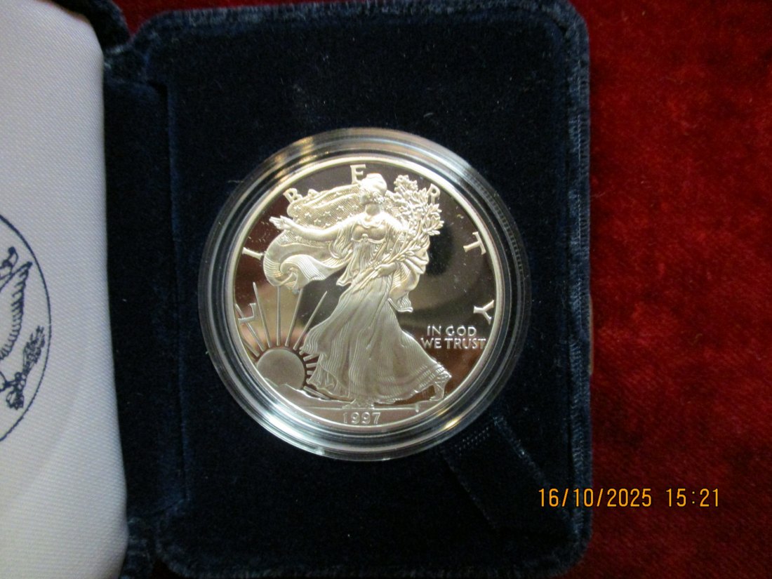  USA 1 Dollar 1997 American Eagle 999er Silber Gewicht: 31,1g   