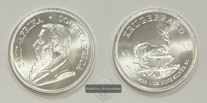  Süd Afrika 1 Rand Silber-Krügerrand 2022 KM#691 FM-Frankfurt Feinsilber: 31,1g   