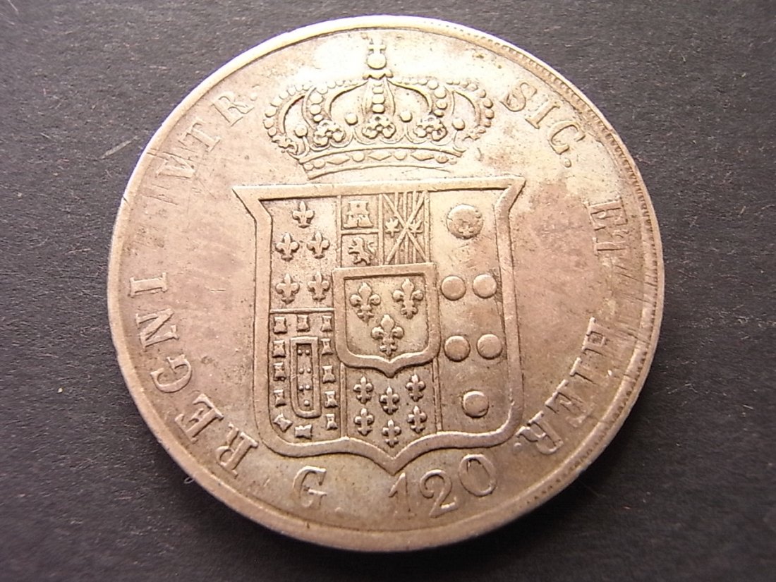  Italien Sizilien 120 Grana 1856 s Silber 27,36gr.   