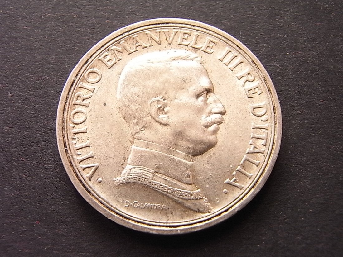  Italien 2 Lire 1917 Silber 9,97gr. vzgl   
