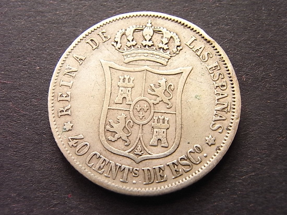  Spanien 40 Centimos 1868 s Silber KM 628.2   
