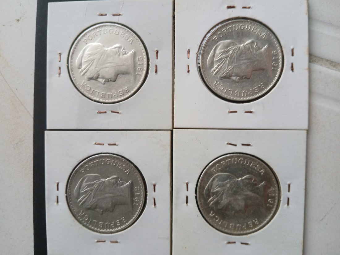  Portugal - 4 Silbermünzen 50 Centavos 1912-1916   
